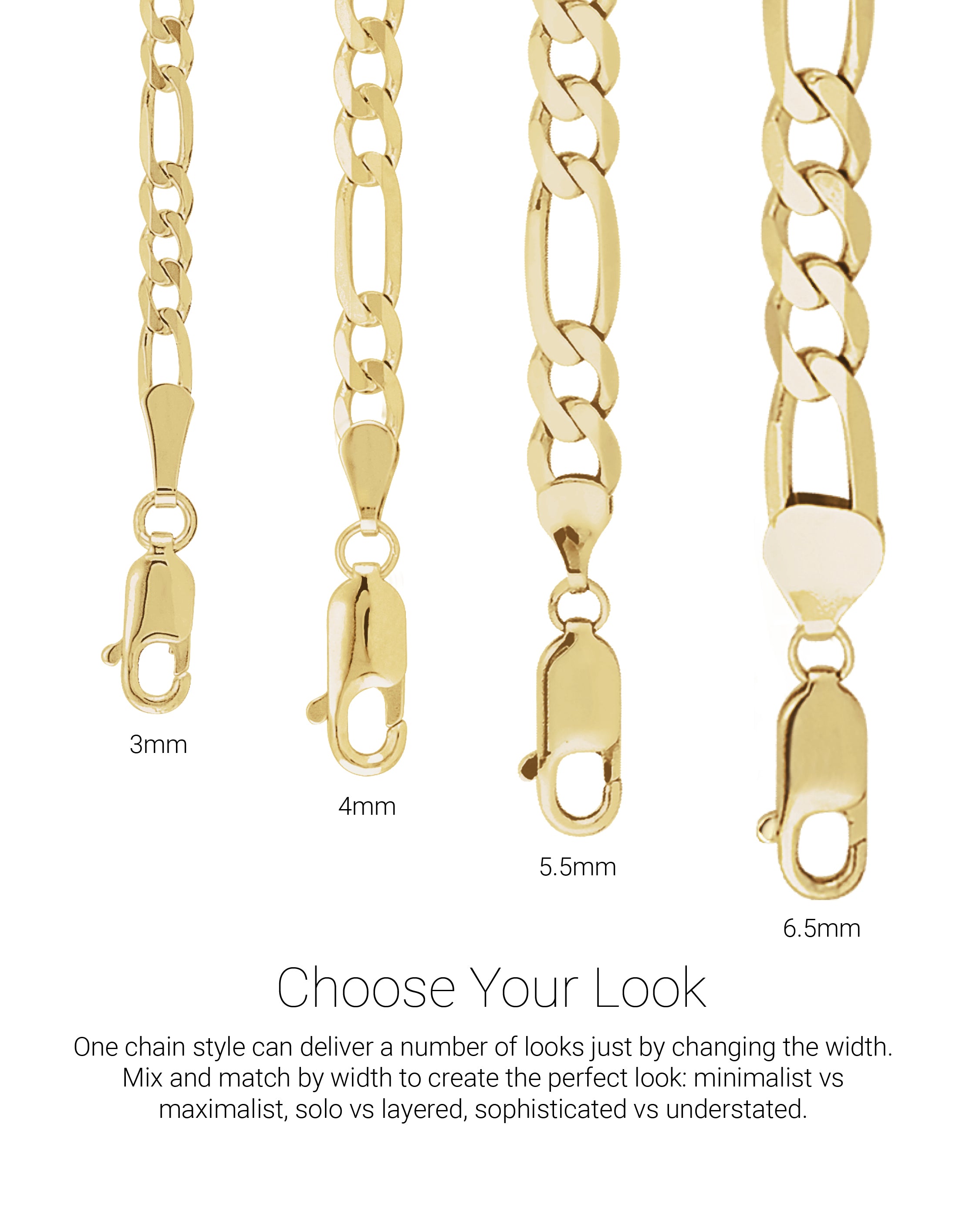 Solid 14K Yellow Gold Figaro Chain – 4mm, 20 Inch