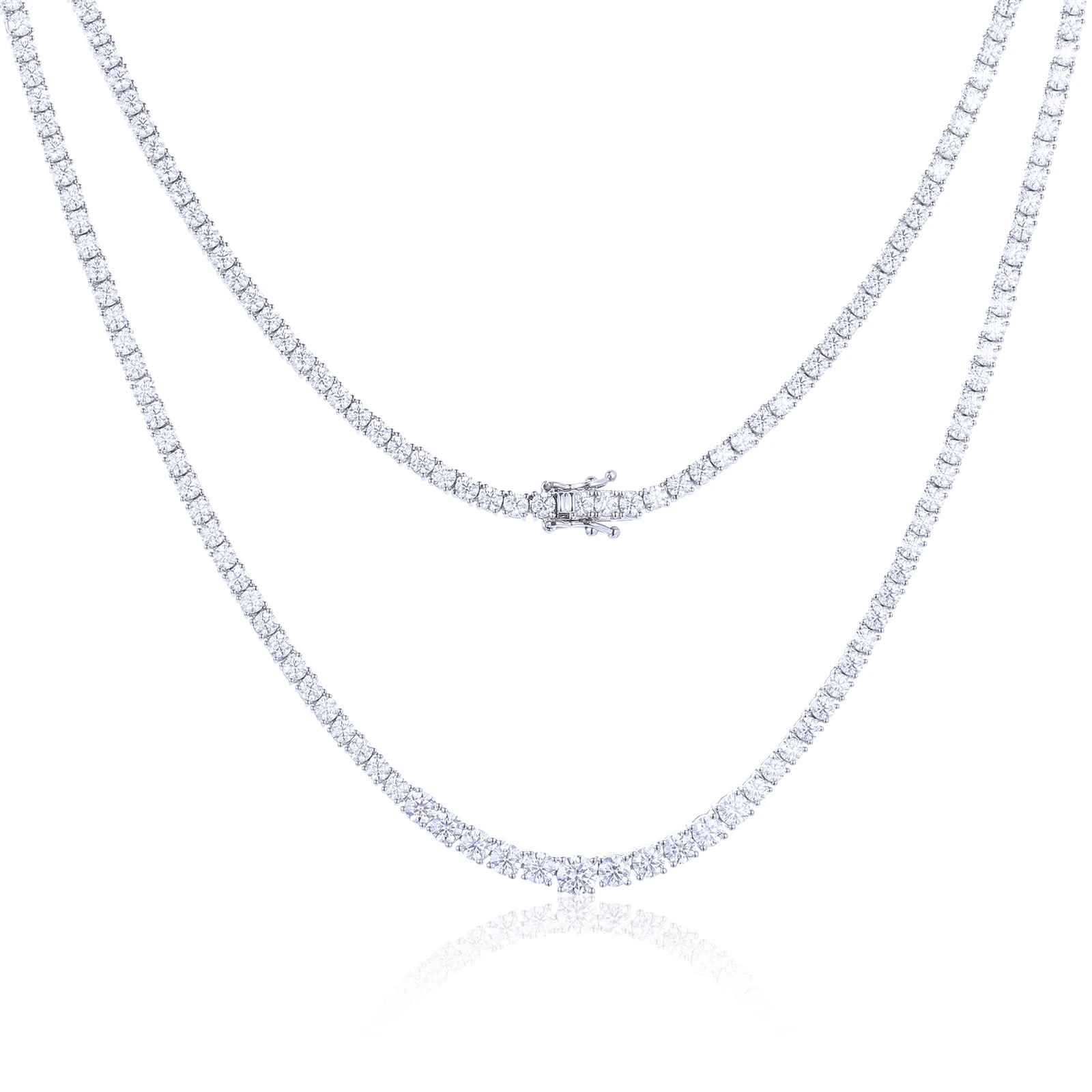 Diamond necklace on a white background