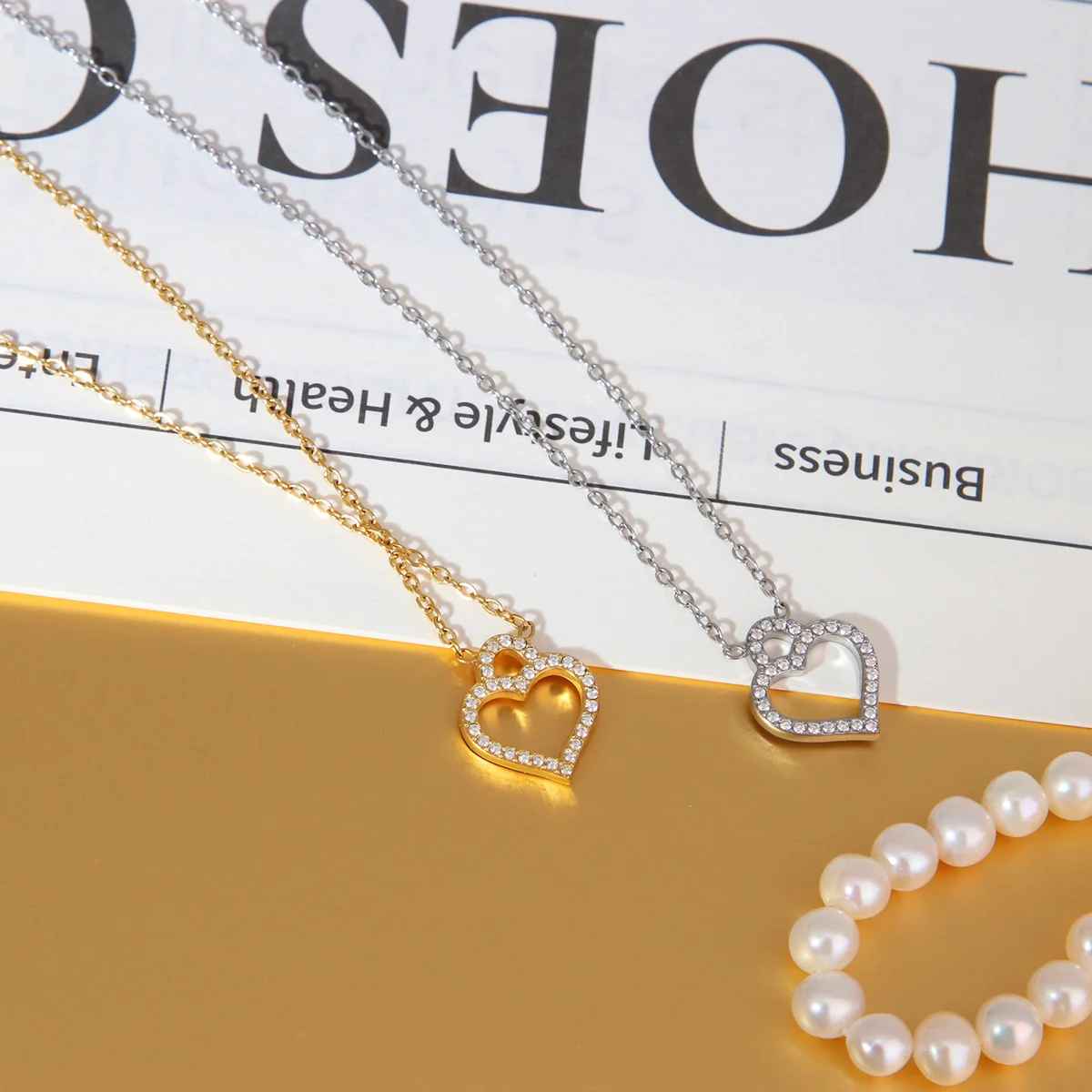 gold heart necklace, heart pendant necklace, zirconia heart necklace, gold heart pendant, stainless steel heart necklace, elegant heart necklace, sparkling heart necklace, minimal heart necklace, womens heart necklace, gold pendant necklace, luxury heart necklace, delicate gold necklace, zirconia pendant necklace, Guerilla Choice necklace