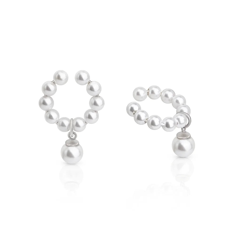 Pair of pearl earrings on a white background