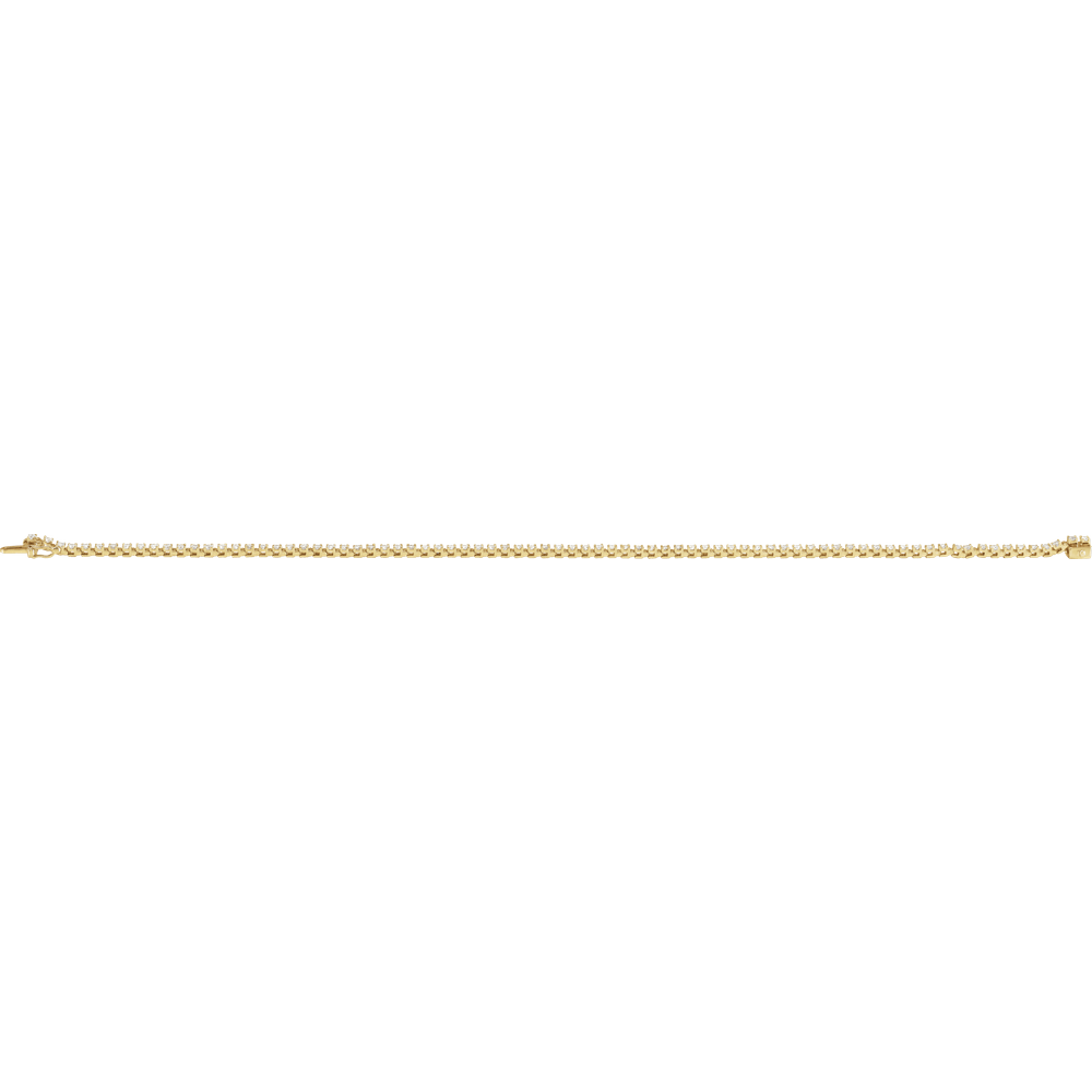 Solid 14K gold diamond tennis bracelet finished with a streamlined box clasp
