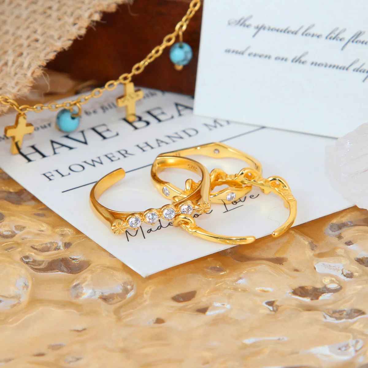 Lumière Dorée Adjustable Gold Zirconia Ring