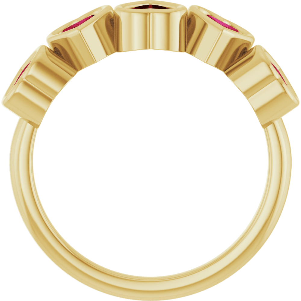 Cinq Cœurs 14K Yellow Gold Five Heart Gemstone Ring