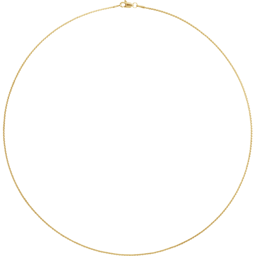 Full view of Épi Solaire polished wheat chain available in 14K yellow gold-filled and solid 14K yellow gold