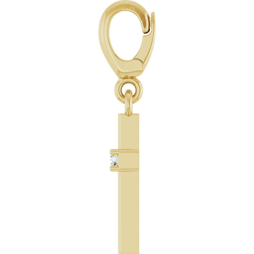 Religious Cross Pendant with Natural Round Diamond Accent