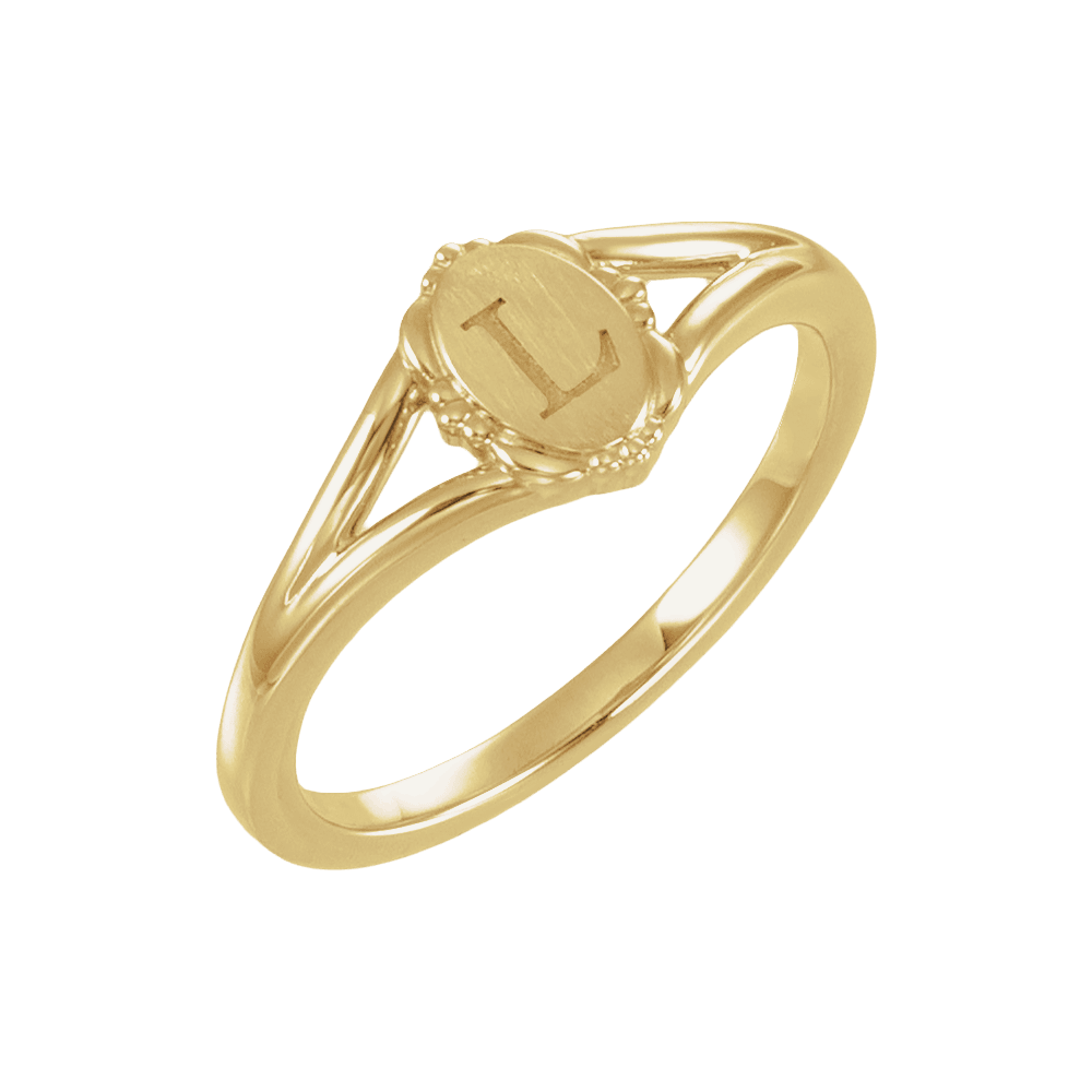 Vintage inspired 14K yellow gold signet ring