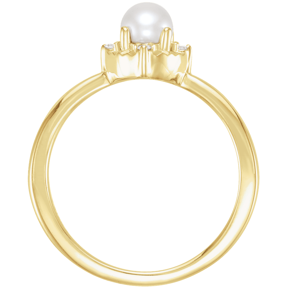 cultured pearl ring with natural diamond accents