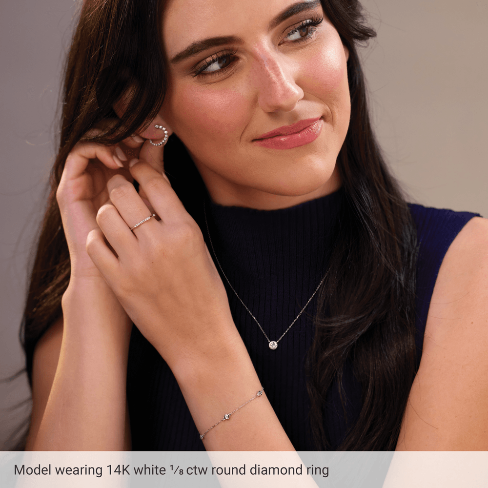 Lifestyle view of the Élise 14K white gold diamond stackable ring
