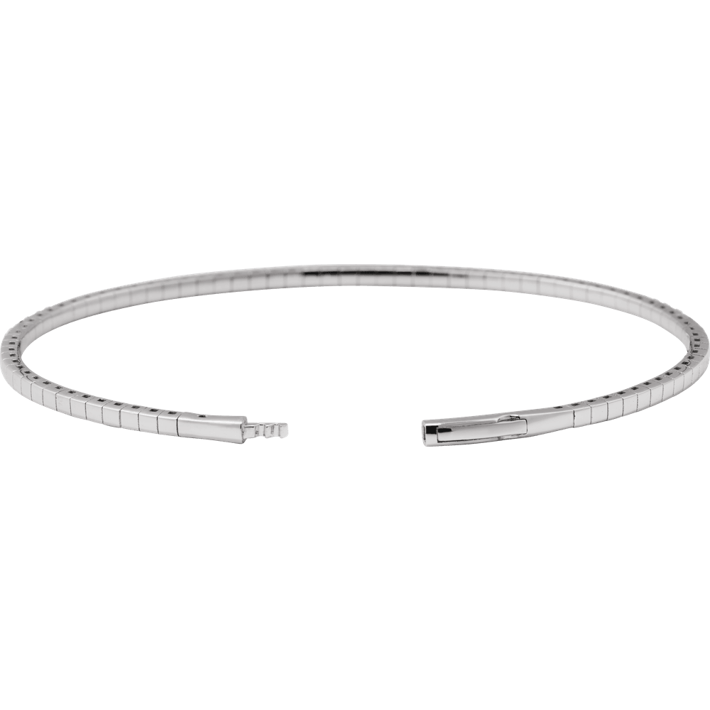 Side profile of the Étoile flexible diamond bangle in white gold