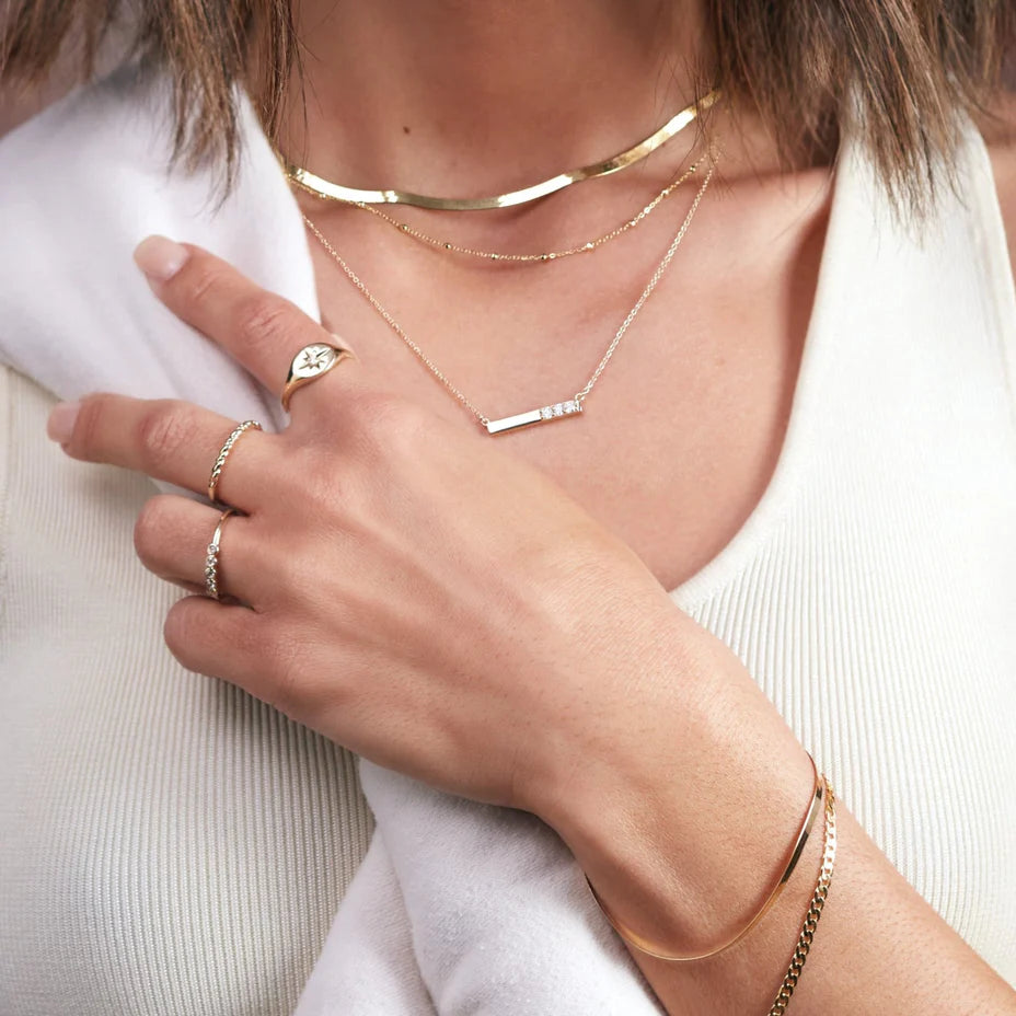 Lame d’Or 2.8mm Flexible Herringbone Bracelet 14K Yellow Gold - Guerilla Choice