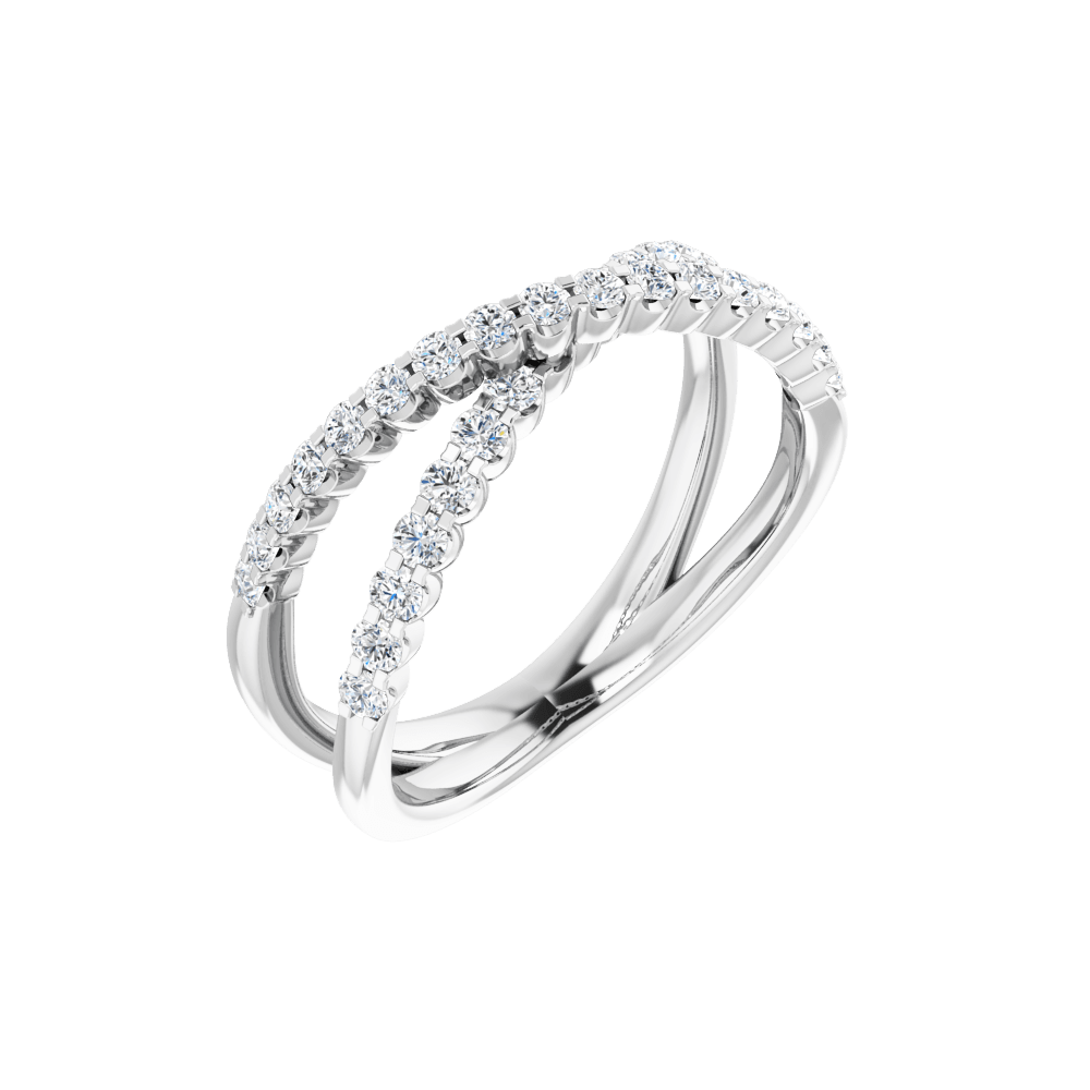 Side view of the Valérie 14K yellow gold lab-grown diamond criss-cross ring