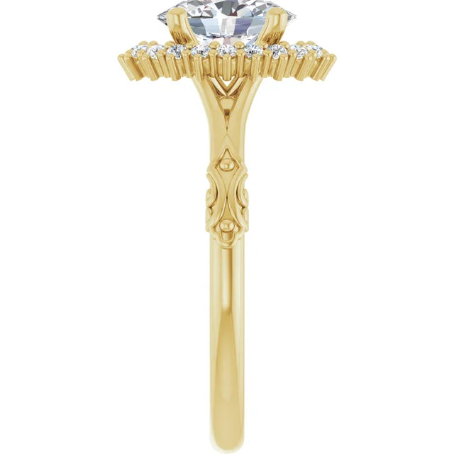 Vintage Halo Oval Engagement Ring 14K Yellow Gold - Guerilla Choice