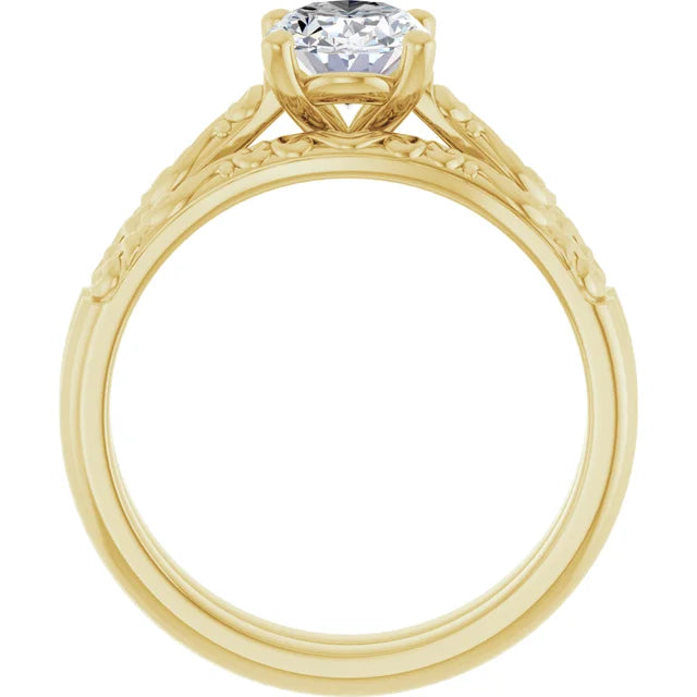 vintage oval solitaire engagement ring, 14K yellow gold engagement ring, 1 carat oval diamond ring, 8x6mm oval diamond ring, certified natural diamond ring, natural diamond engagement ring, J color SI2 diamond ring, oval solitaire proposal ring, claw prong oval ring, classic yellow gold solitaire, heirloom style engagement ring, fine jewelry diamond ring, luxury engagement ring, custom diamond engagement ring