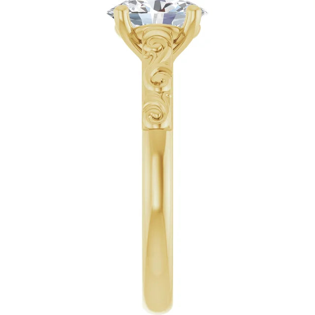 vintage oval solitaire engagement ring, 14K yellow gold engagement ring, 1 carat oval diamond ring, 8x6mm oval diamond ring, certified natural diamond ring, natural diamond engagement ring, J color SI2 diamond ring, oval solitaire proposal ring, claw prong oval ring, classic yellow gold solitaire, heirloom style engagement ring, fine jewelry diamond ring, luxury engagement ring, custom diamond engagement ring