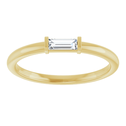 Équilibre 14K Gold Natural Baguette Diamond Stackable Ring – 1/6 CTW