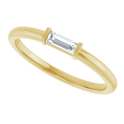 Équilibre 14K Gold Natural Baguette Diamond Stackable Ring – 1/6 CTW