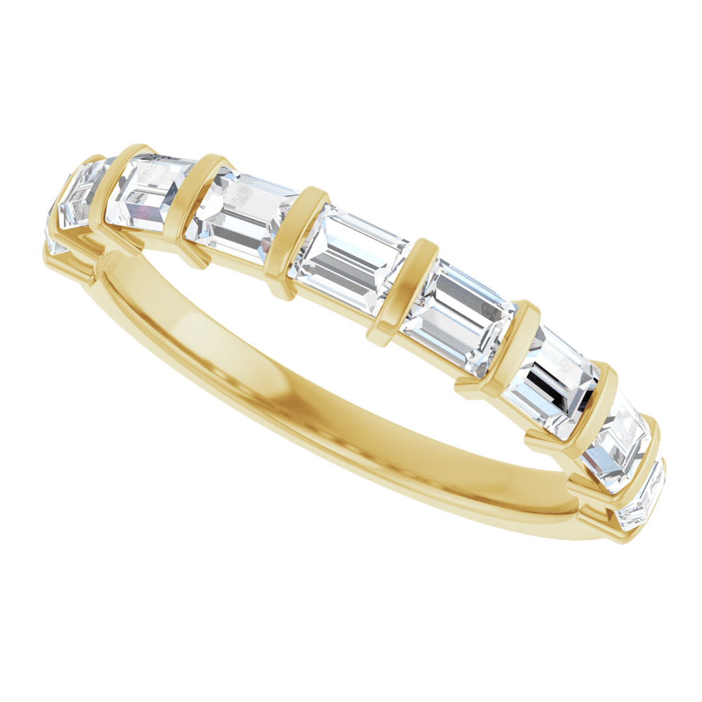 14K yellow gold diamond band
natural diamond anniversary ring
lab grown diamond anniversary band
1 carat baguette diamond ring
channel set diamond band
yellow gold wedding band women
straight baguette diamond ring
fine jewelry anniversary band