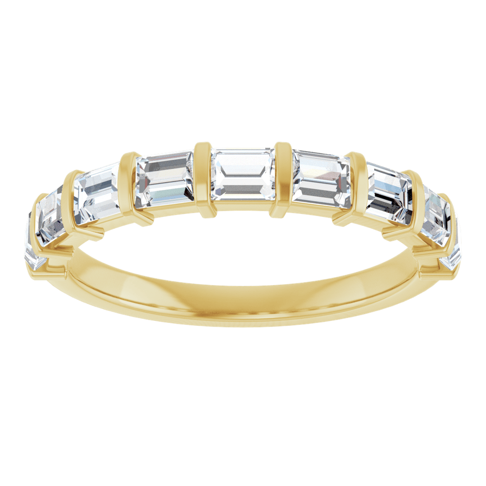 14K yellow gold diamond band
natural diamond anniversary ring
lab grown diamond anniversary band
1 carat baguette diamond ring
channel set diamond band
yellow gold wedding band women
straight baguette diamond ring
fine jewelry anniversary band