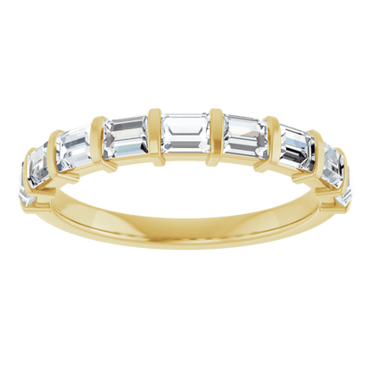 14K yellow gold diamond band
natural diamond anniversary ring
lab grown diamond anniversary band
1 carat baguette diamond ring
channel set diamond band
yellow gold wedding band women
straight baguette diamond ring
fine jewelry anniversary band