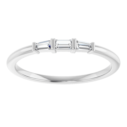 Side view of the Symétrie three-stone natural diamond stacking ring in polished 14K yellow gold