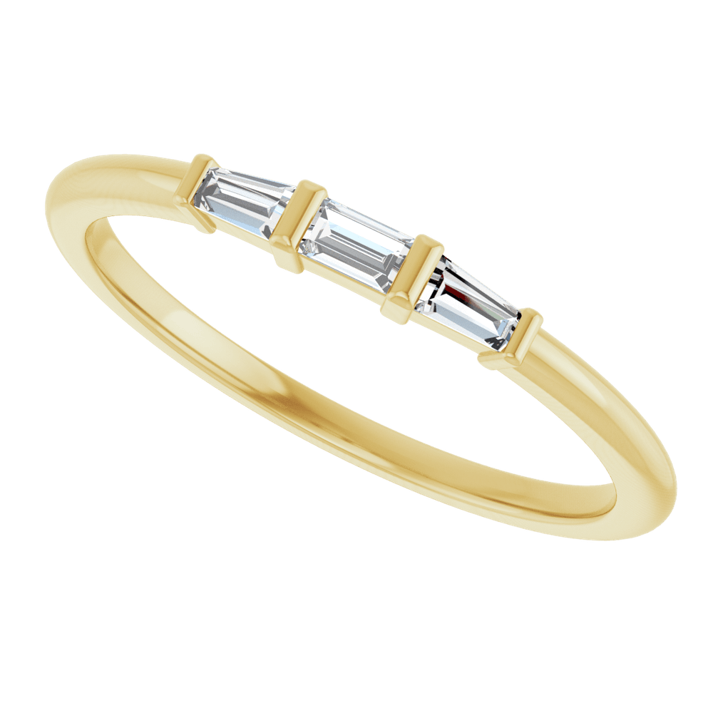 Symétrie 14K Yellow Gold Natural Baguette Diamond Stacking Ring – 1/6 CTW