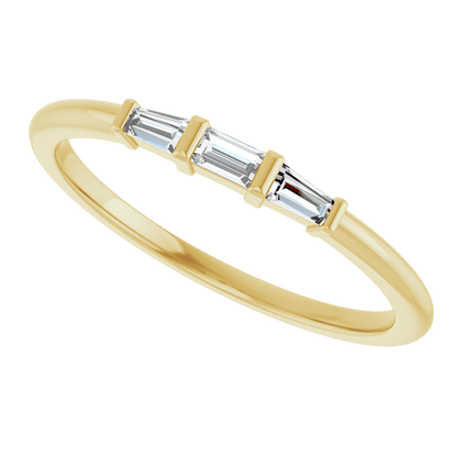 Symétrie 14K Yellow Gold Natural Baguette Diamond Stacking Ring – 1/6 CTW
