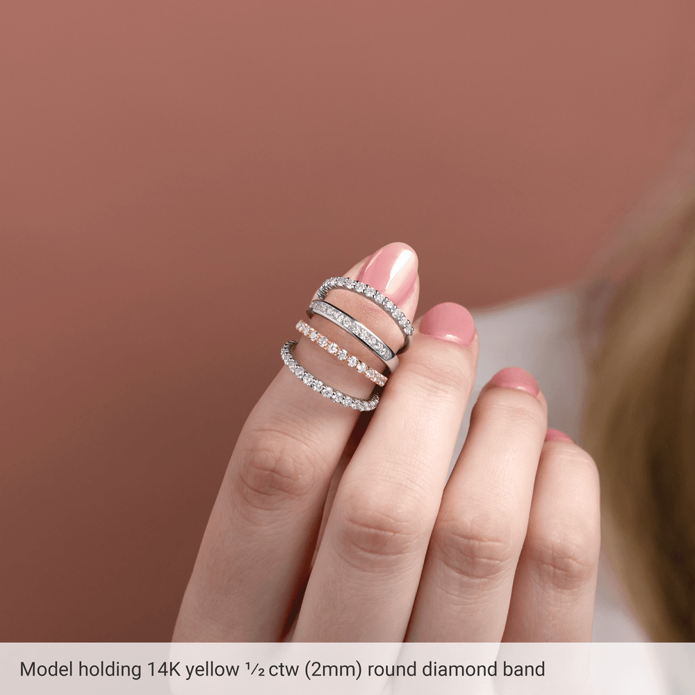1/4 CTW Natural Diamond French-Set Anniversary Ring  14K Yellow Gold - Guerilla Choice