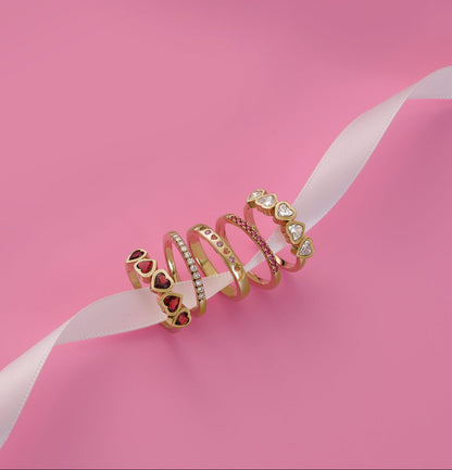 Cinq Cœurs 14K Yellow Gold Five Heart Gemstone Ring