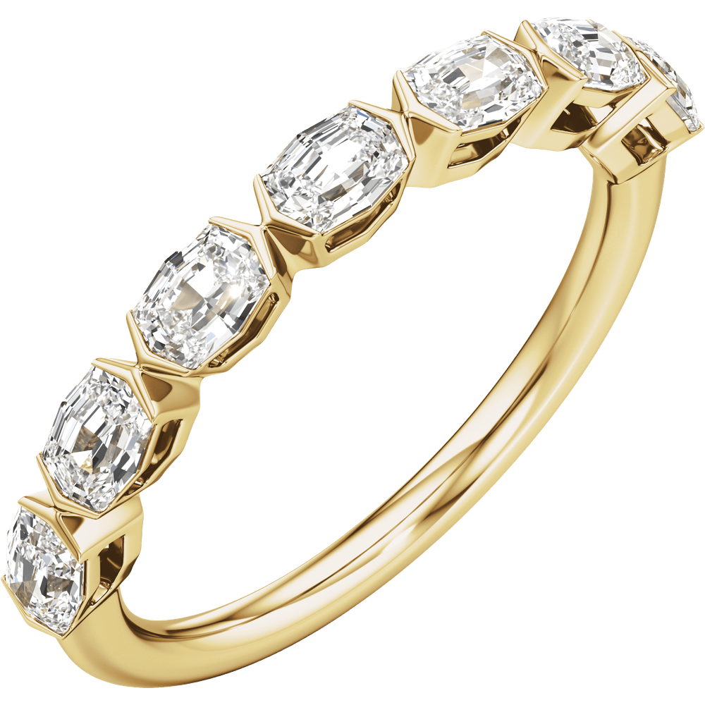 14K Yellow Gold 2 CTW Lab-Grown Diamond Anniversary Band with Seven Octa Cushion Diamonds