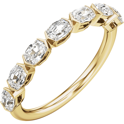 14K Yellow Gold 2 CTW Lab-Grown Diamond Anniversary Band with Seven Octa Cushion Diamonds