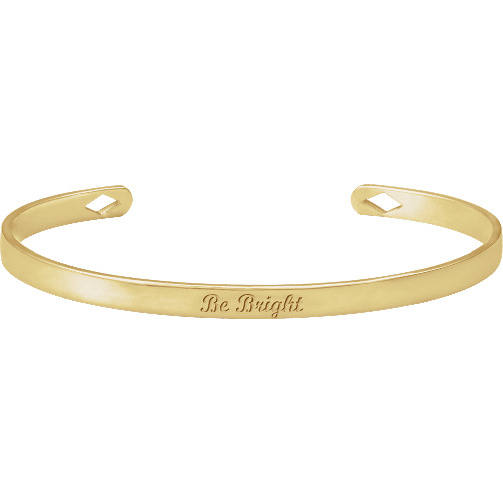 14K Yellow Gold Engravable Diamond Cuff Bracelet with Personalized Engraving
