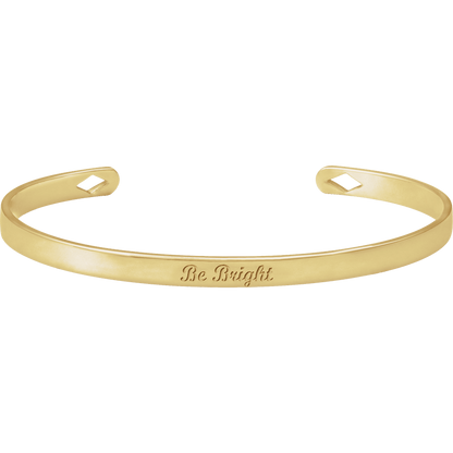 14K Yellow Gold Engravable Diamond Cuff Bracelet with Personalized Engraving