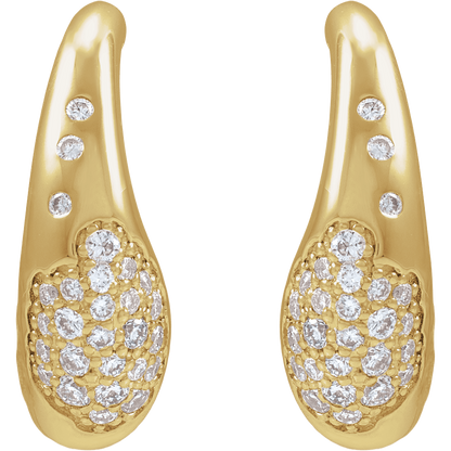 14K Yellow Gold Pavé Hoop Earrings with 1/4 CTW VS Clarity Lab-Grown Diamonds
