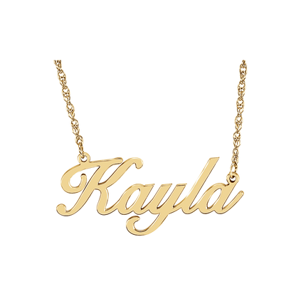 14K Yellow Gold Personalized Script Name Necklace crafted in solid gold with a custom name design.