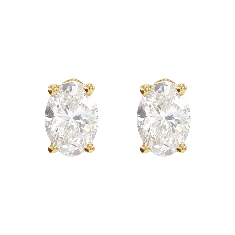 Aveline 14K Gold Oval Natural Diamond Stud Earrings