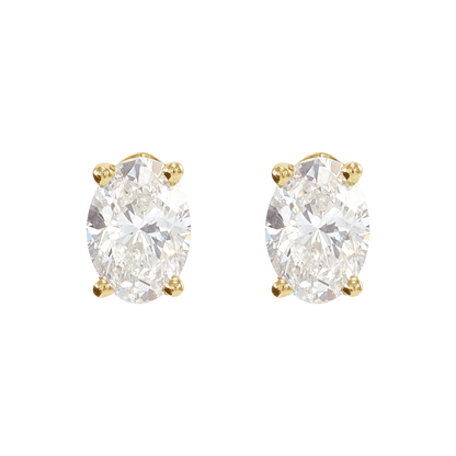 Aveline 14K Gold Oval Natural Diamond Stud Earrings