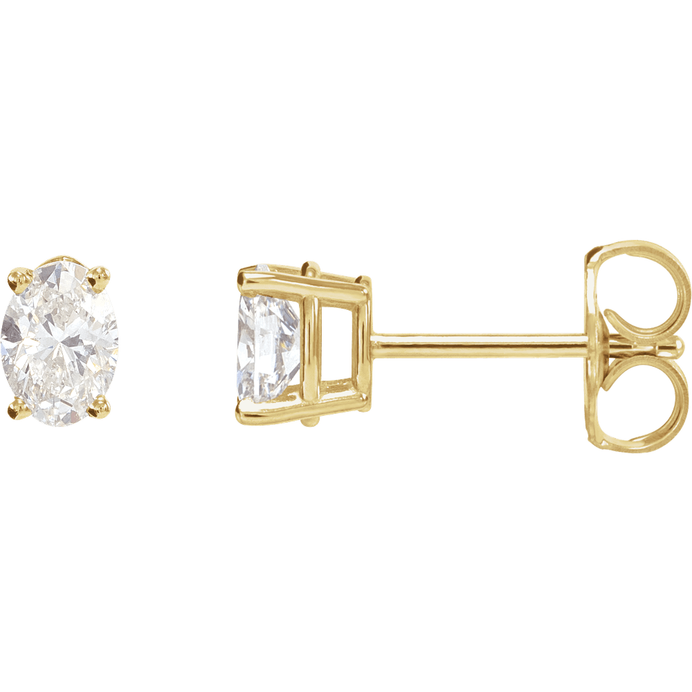 Aveline 14K Gold Oval Natural Diamond Stud Earrings