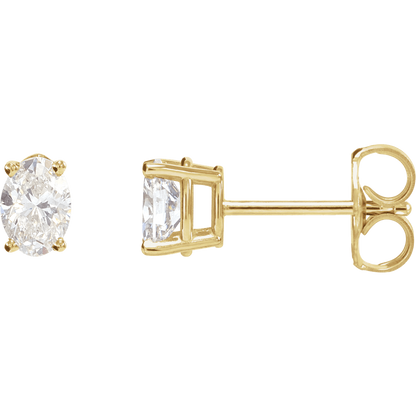 Aveline 14K Gold Oval Natural Diamond Stud Earrings