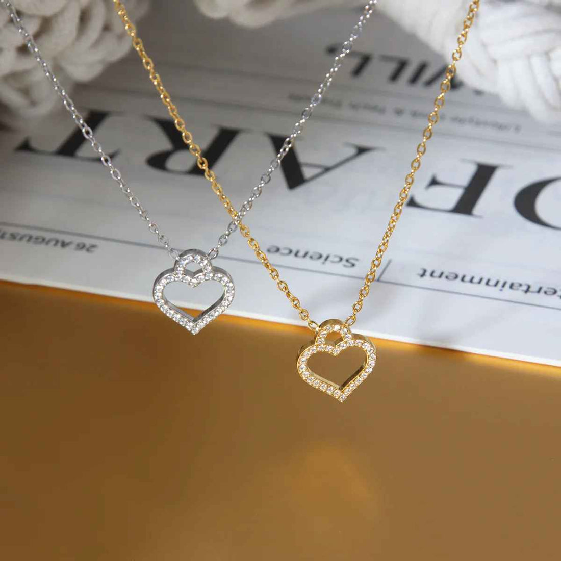gold heart necklace, heart pendant necklace, zirconia heart necklace, gold heart pendant, stainless steel heart necklace, elegant heart necklace, sparkling heart necklace, minimal heart necklace, womens heart necklace, gold pendant necklace, luxury heart necklace, delicate gold necklace, zirconia pendant necklace, Guerilla Choice necklace