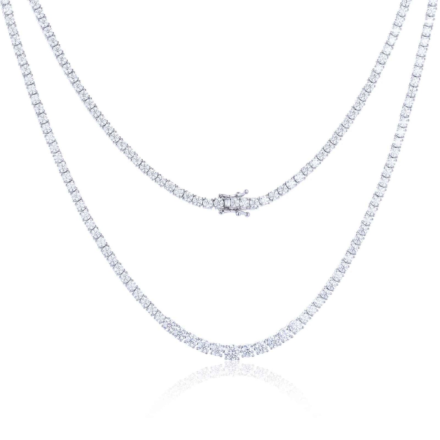 Diamond necklace on a white background
