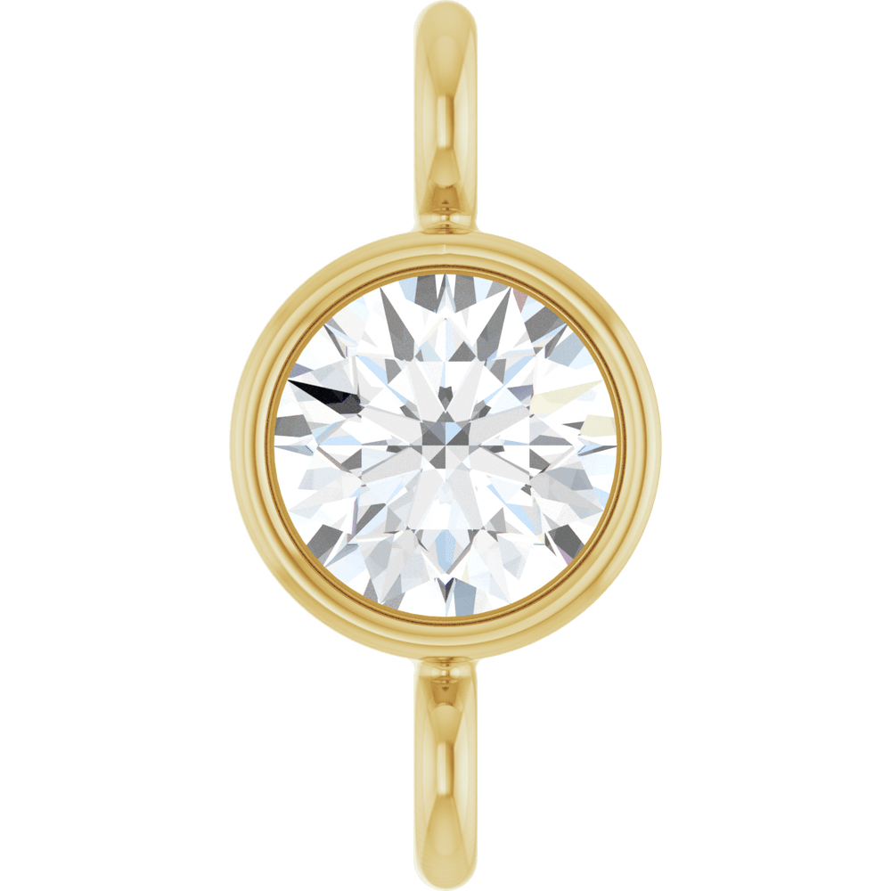 Side view of a 14K yellow gold bezel-set natural diamond connector showing its 2.35 mm profile