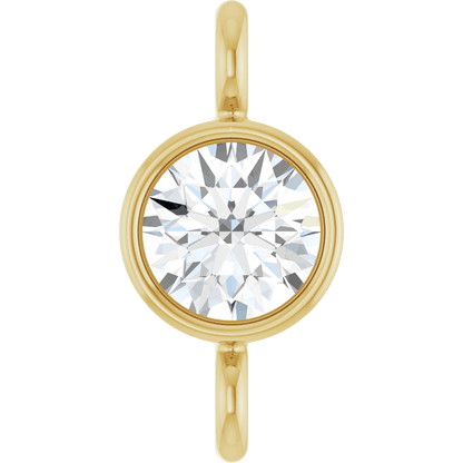 Side view of a 14K yellow gold bezel-set natural diamond connector showing its 2.35 mm profile