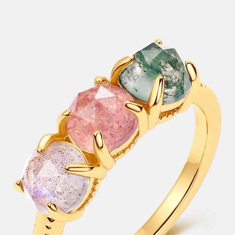 La Trinité Moss Agate Trio Ring