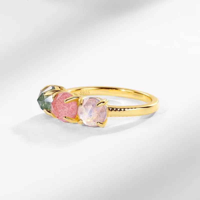 La Trinité Moss Agate Trio Ring