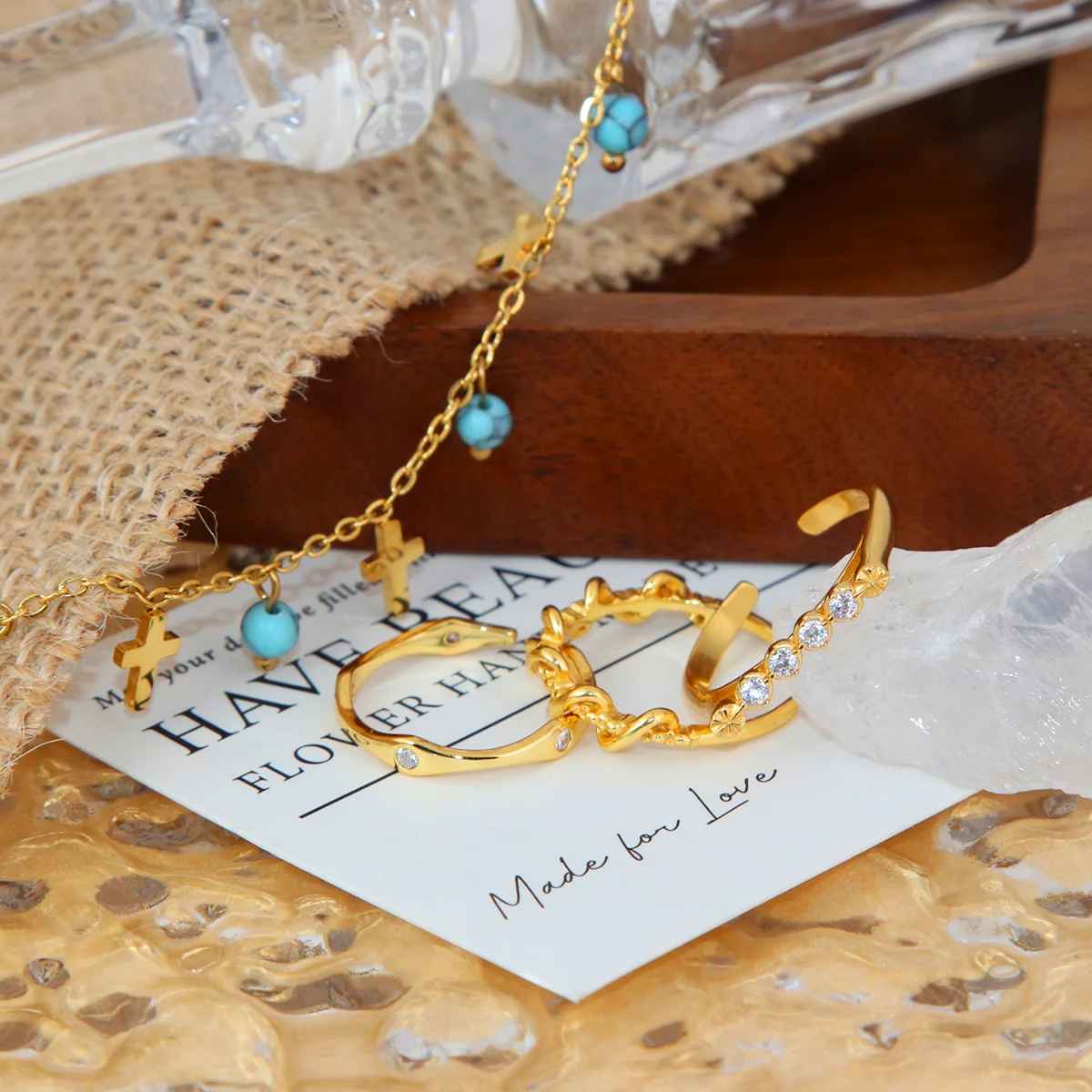 Lumière Dorée Adjustable Gold Zirconia Ring