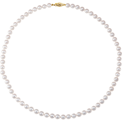 Margaux 18-inch cultured white Akoya pearl necklace with 6–6.5mm pearls and 14K yellow gold clasp