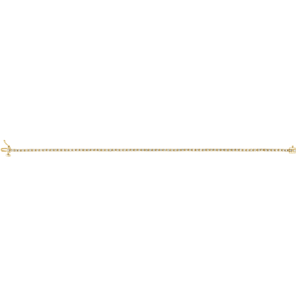 Solid 14K gold diamond tennis bracelet finished with a streamlined box clasp
