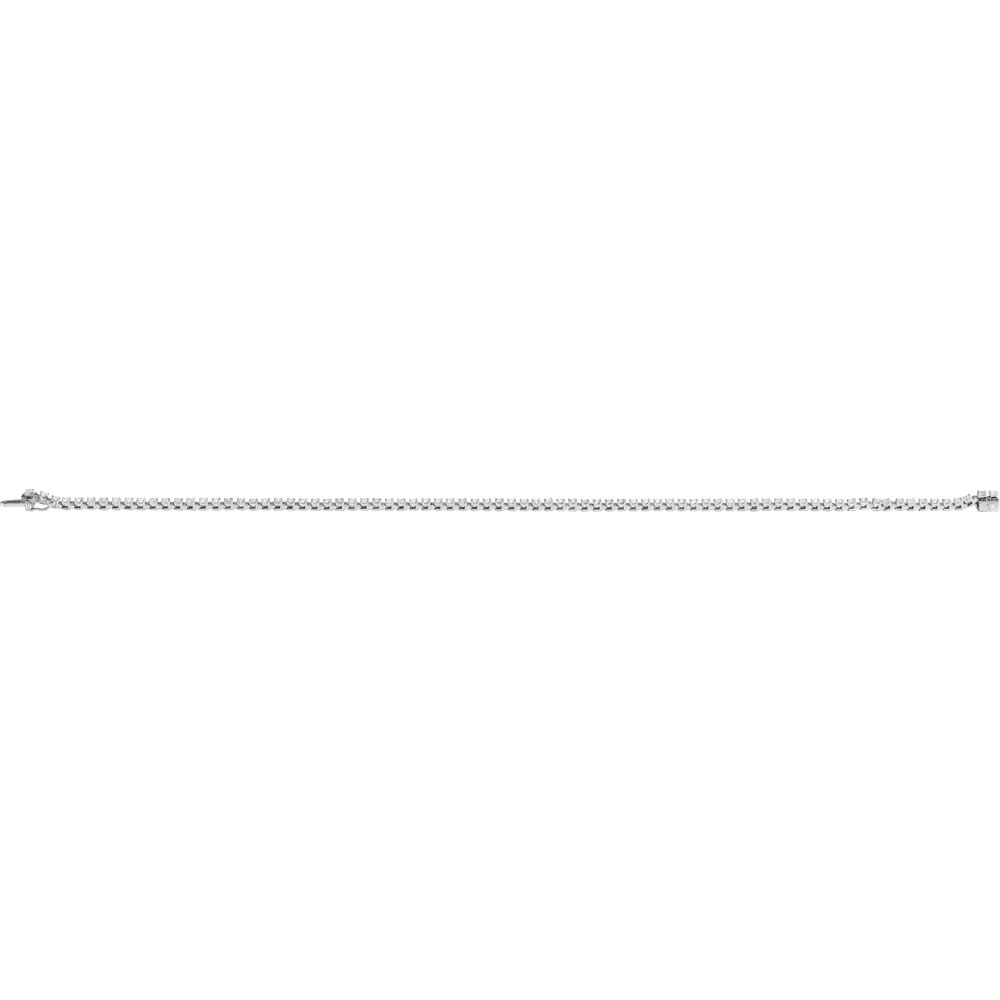 Solid 14K gold diamond tennis bracelet finished with a streamlined box clasp
