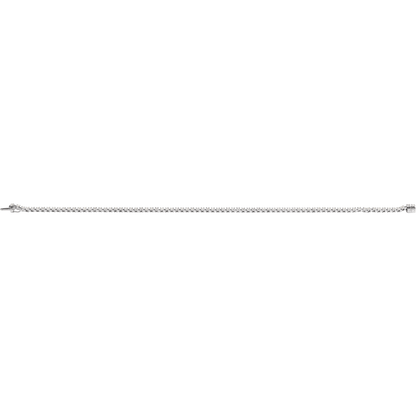 Solid 14K gold diamond tennis bracelet finished with a streamlined box clasp
