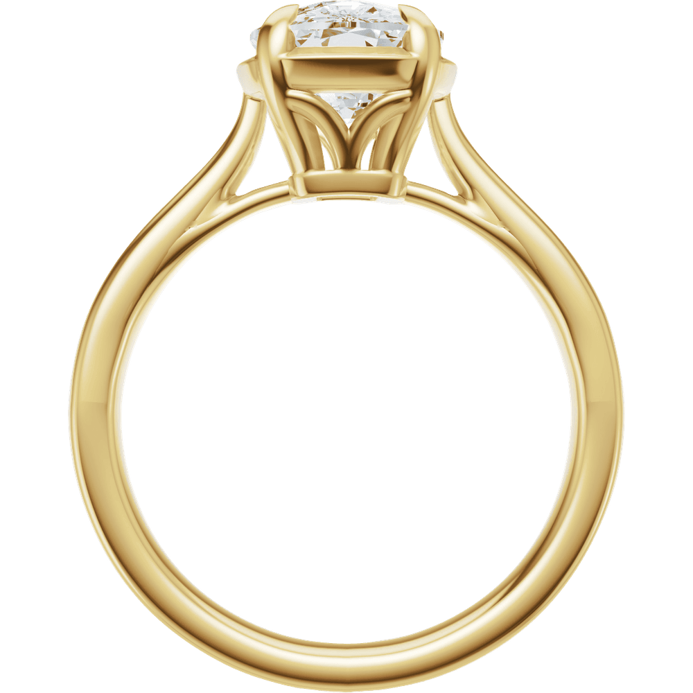Gold ring with a diamond on a white background